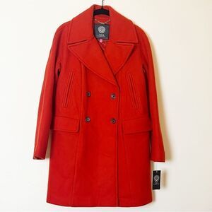 Vince Camuto Wool Blend Three Quarter Coat in Vermillion, Size Small